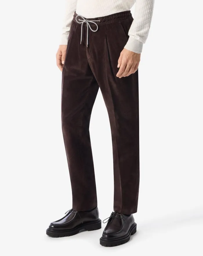 Corneliani Pants Brown Stretch Corduroy Regular Fit Trousers For Men 8211 Men