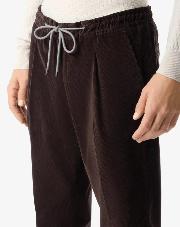 Corneliani Pants Brown Stretch Corduroy Regular Fit Trousers For Men 8211 Men