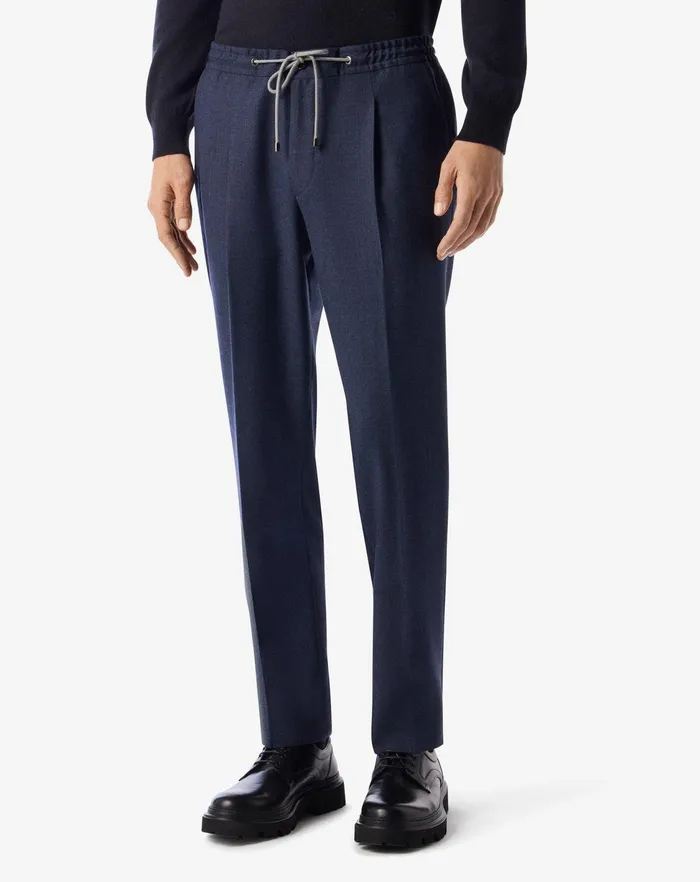 Corneliani Pants Denimblue Wool And Cashmere Trousers For Men 8211 Men
