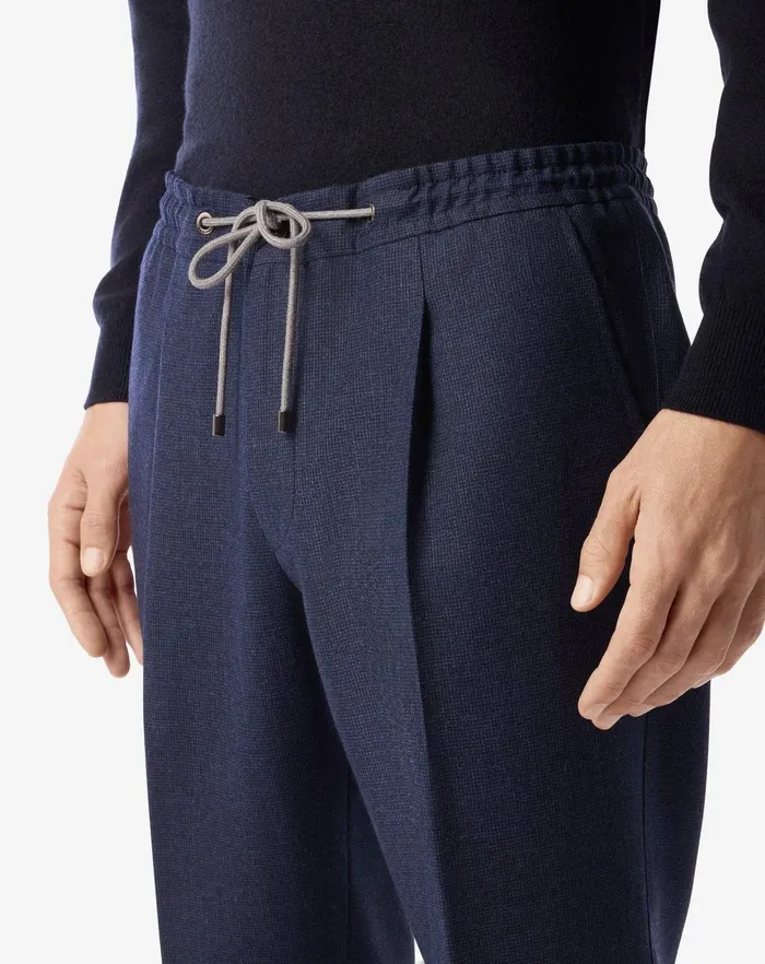 Corneliani Pants Denimblue Wool And Cashmere Trousers For Men 8211 Men