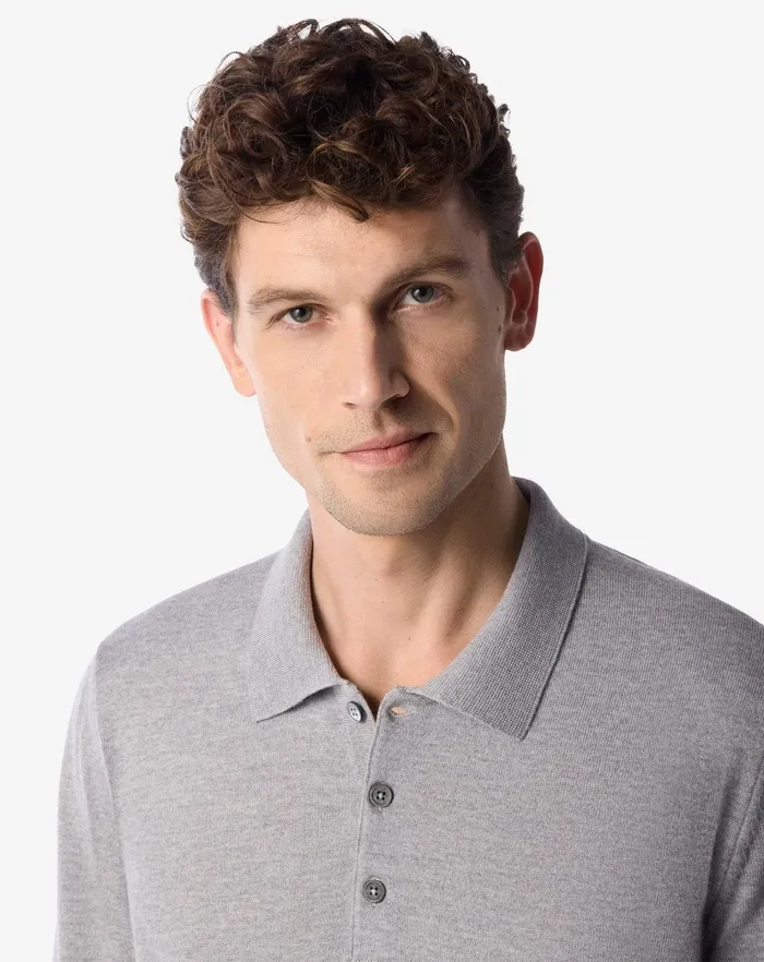 Corneliani Polos and TShirts Light Grey Extra Fine Merino Wool Buttonup Polo Shirt For Men 8211 Men Corneliani Polos and TShirts Light Grey Extra Fine Merino Wool Buttonup Polo Shirt For Men 8211 Men