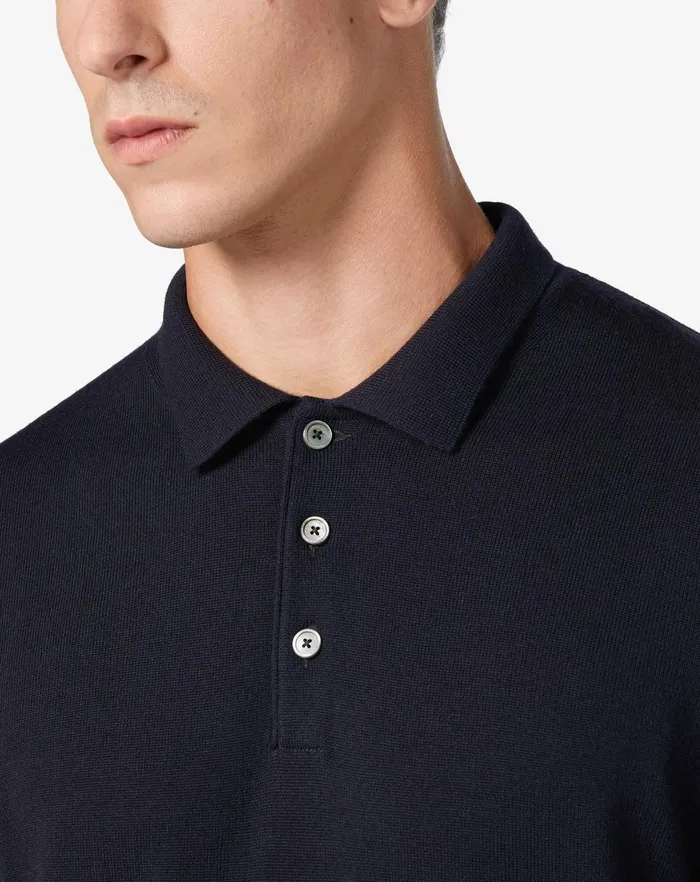 Corneliani Polos and TShirts Merino Wool Blue Polo 8211 Men