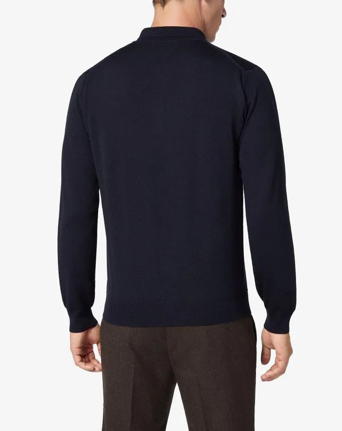 Corneliani Polos and TShirts Merino Wool Blue Polo 8211 Men