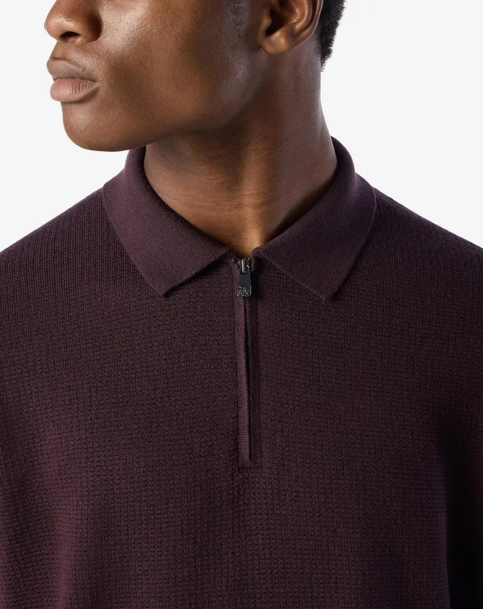 Corneliani Polos and TShirts Purple Merino Wool Zipped Polo Shirt For Men 8211 Men