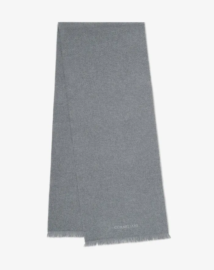 Corneliani Scarves And Hats Light Grey Pure Jacquard Wool Scarf For Men 8211 Men