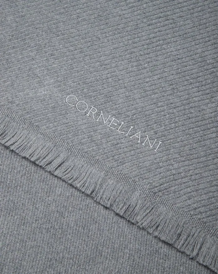 Corneliani Scarves And Hats Light Grey Pure Jacquard Wool Scarf For Men 8211 Men