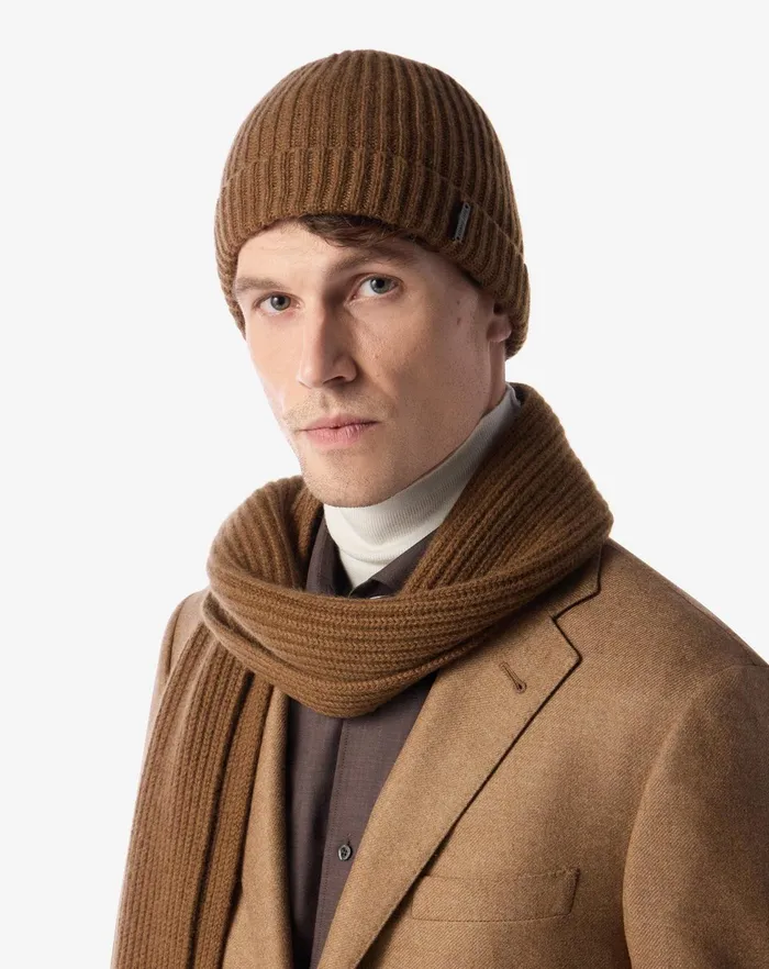 Corneliani Scarves And Hats Tobacco Brown Sublime Cashmere Beanie Hat For Men 8211 Men
