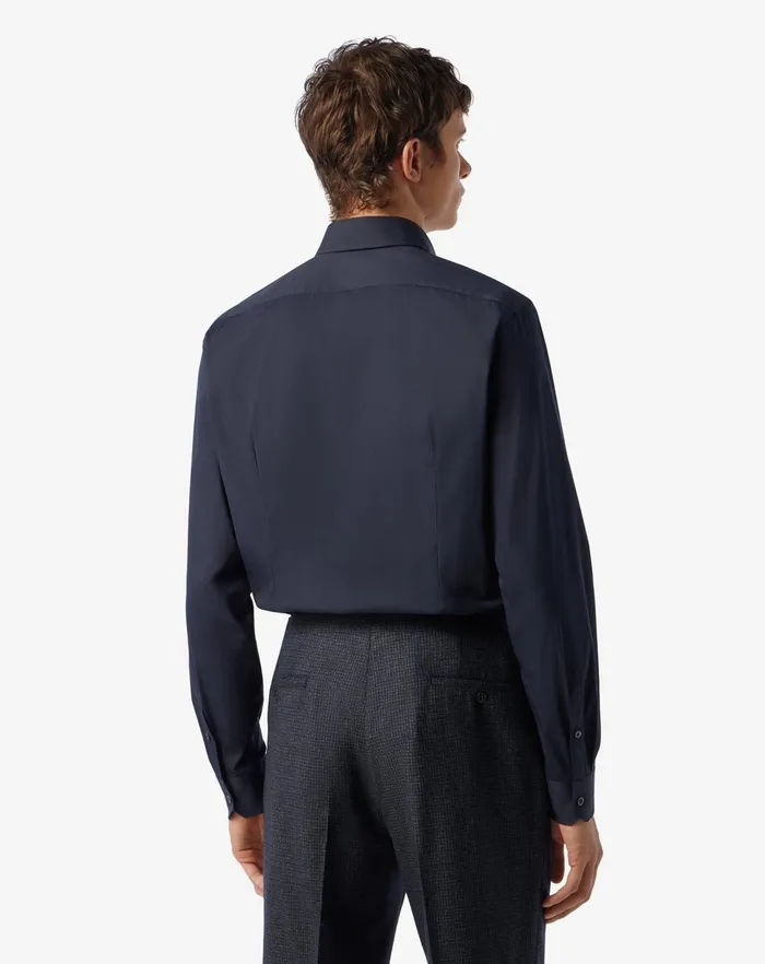 Corneliani Shirts Blue Cotton Stretch Poplin Shirt 8211 Men
