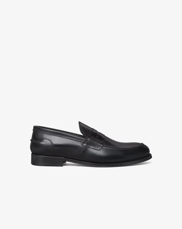 Corneliani Shoes Black Aged Calfskin Loafers For Men 8211 Men