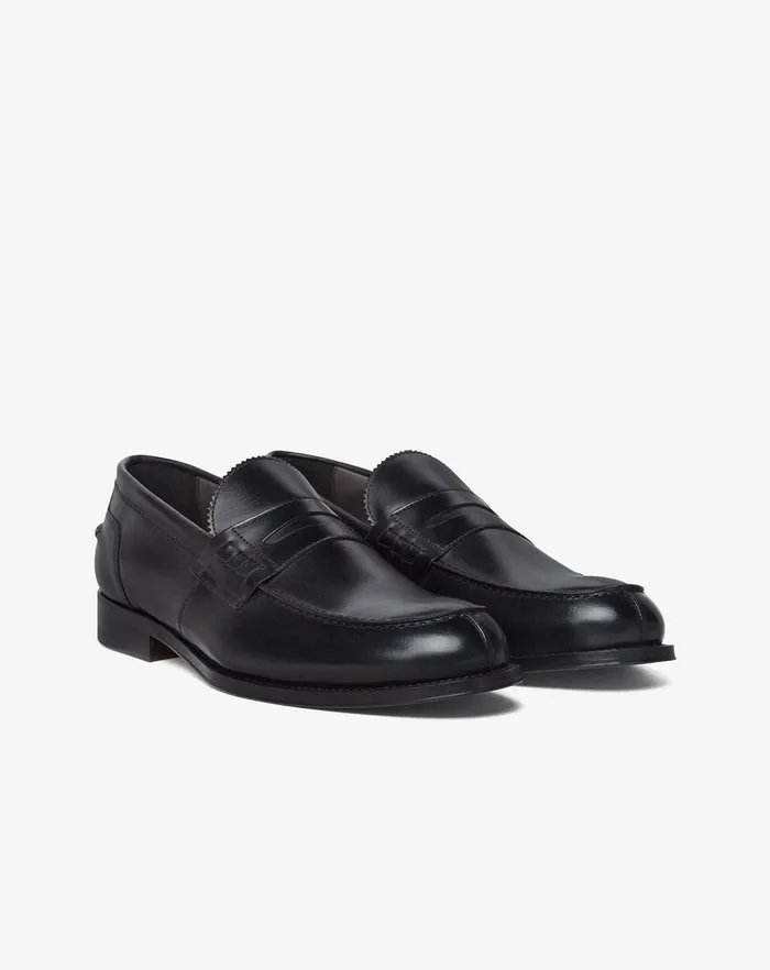 Corneliani Shoes Black Aged Calfskin Loafers For Men 8211 Men