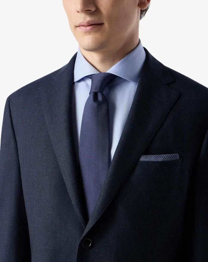 Corneliani Ties And Pochette Navy Blue Pure Silk Pocket Square With Double Print 8211 Men