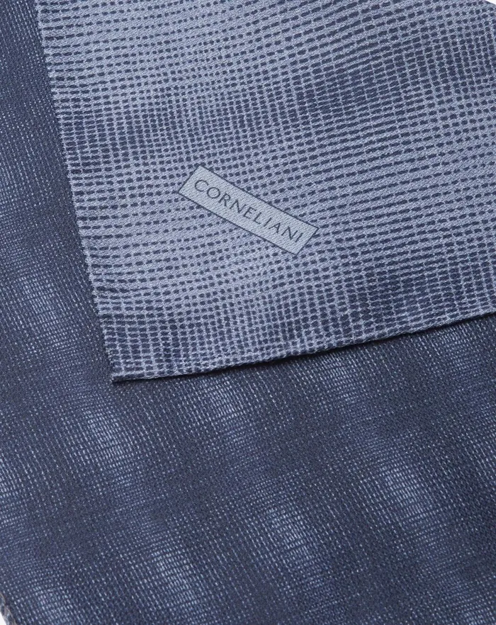 Corneliani Ties And Pochette Navy Blue Pure Silk Pocket Square With Double Print 8211 Men