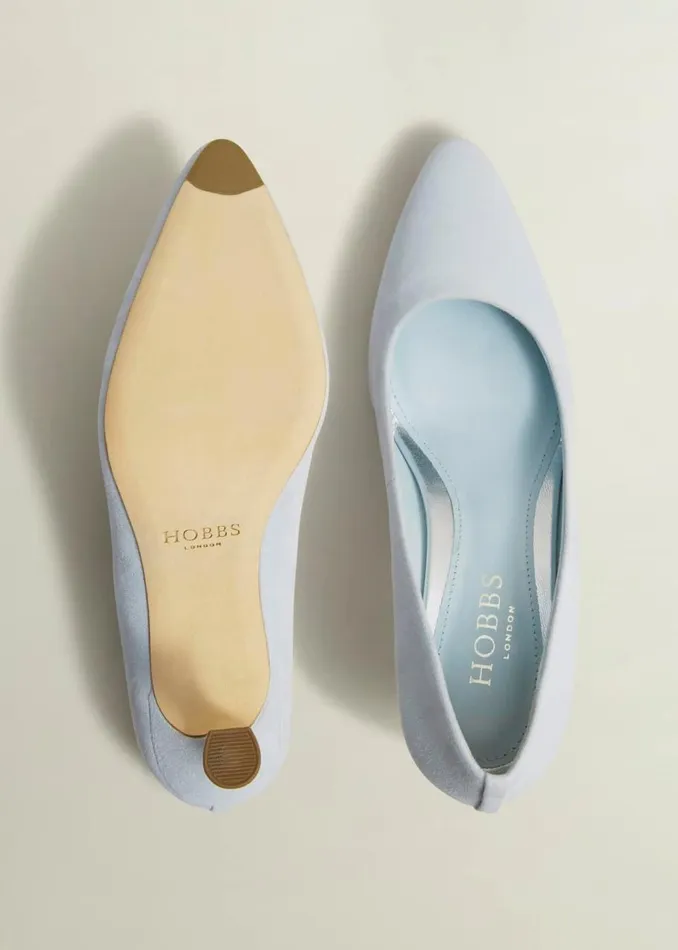 Court Shoes Women HOBBS Esther Suede Court Shoes Pale Blue