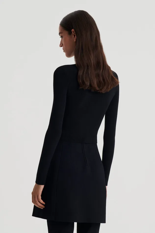 CREPE KNIT CREW NECK SWEATER BLACK Knitwear Scanlan Theodore Women