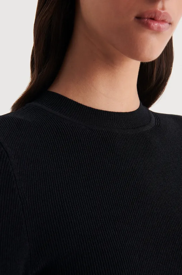 CREPE KNIT CREW NECK SWEATER BLACK Knitwear Scanlan Theodore Women