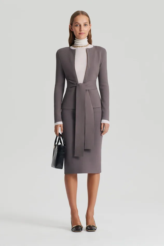 CREPE KNIT CURVED HEM JACKET TORBA Jackets Scanlan Theodore Women