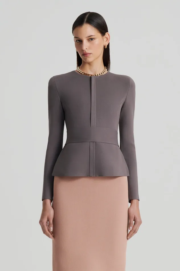 CREPE KNIT CURVED HEM JACKET TORBA Jackets Scanlan Theodore Women CREPE KNIT CURVED HEM JACKET TORBA Jackets Scanlan Theodore Women
