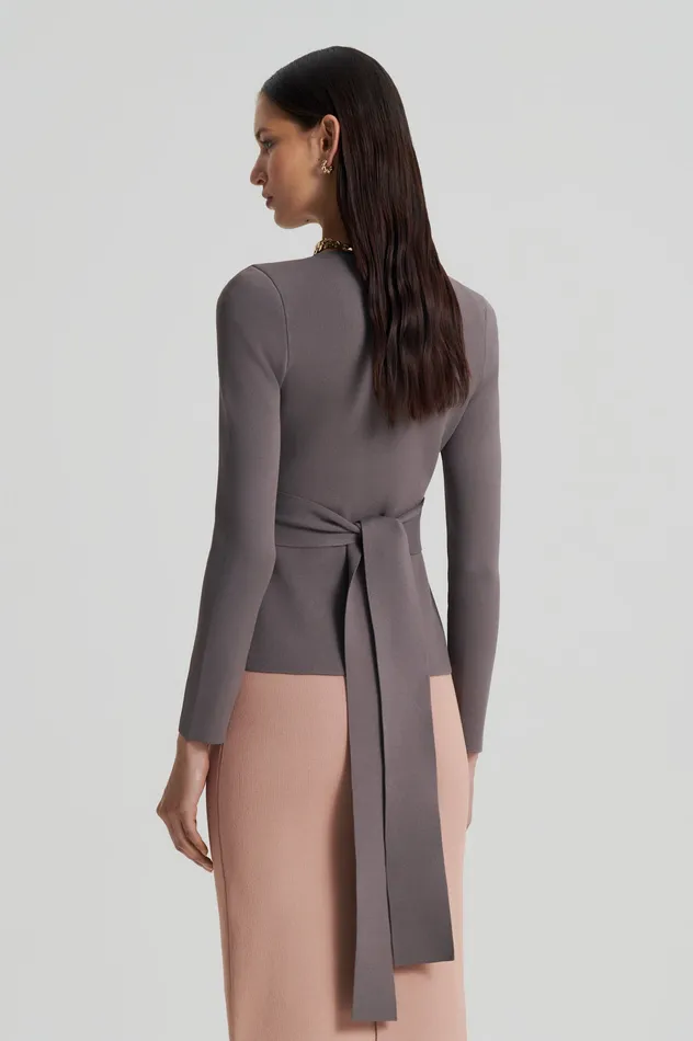 CREPE KNIT CURVED HEM JACKET TORBA Jackets Scanlan Theodore Women CREPE KNIT CURVED HEM JACKET TORBA Jackets Scanlan Theodore Women