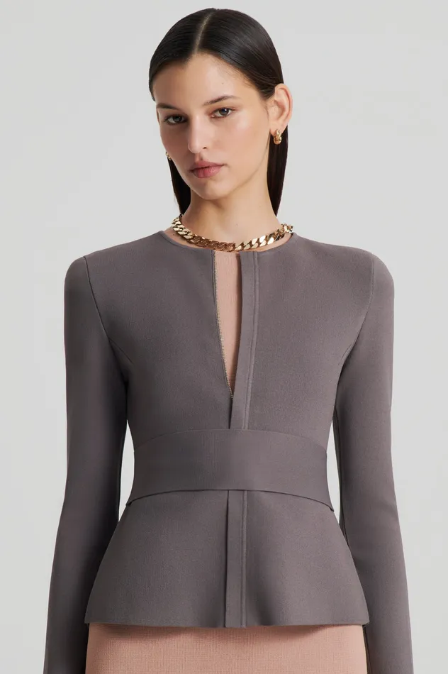 CREPE KNIT CURVED HEM JACKET TORBA Jackets Scanlan Theodore Women CREPE KNIT CURVED HEM JACKET TORBA Jackets Scanlan Theodore Women