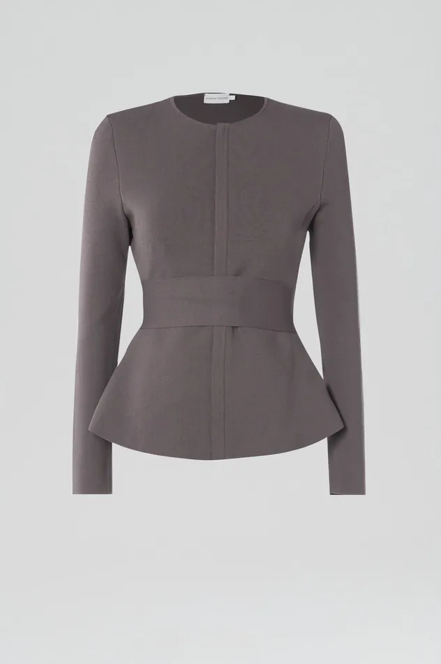 CREPE KNIT CURVED HEM JACKET TORBA Jackets Scanlan Theodore Women CREPE KNIT CURVED HEM JACKET TORBA Jackets Scanlan Theodore Women