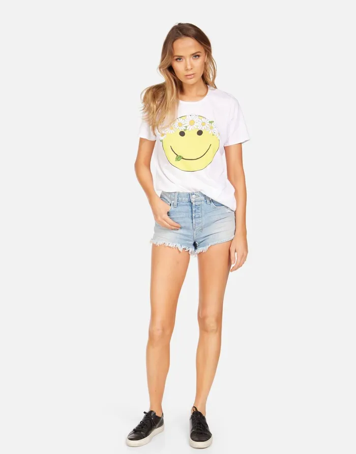 Croft Happy Daisy Peace White Women039s Lauren Moshi Short Sleeve
