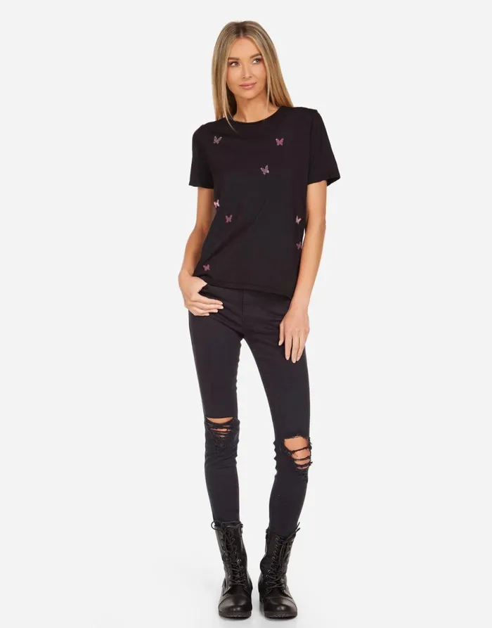 Croft X Crystal Butterflies Black Women039s Lauren Moshi Short Sleeve