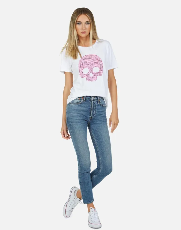 Croft X Pink Stud Skull White Women039s Lauren Moshi Short Sleeve