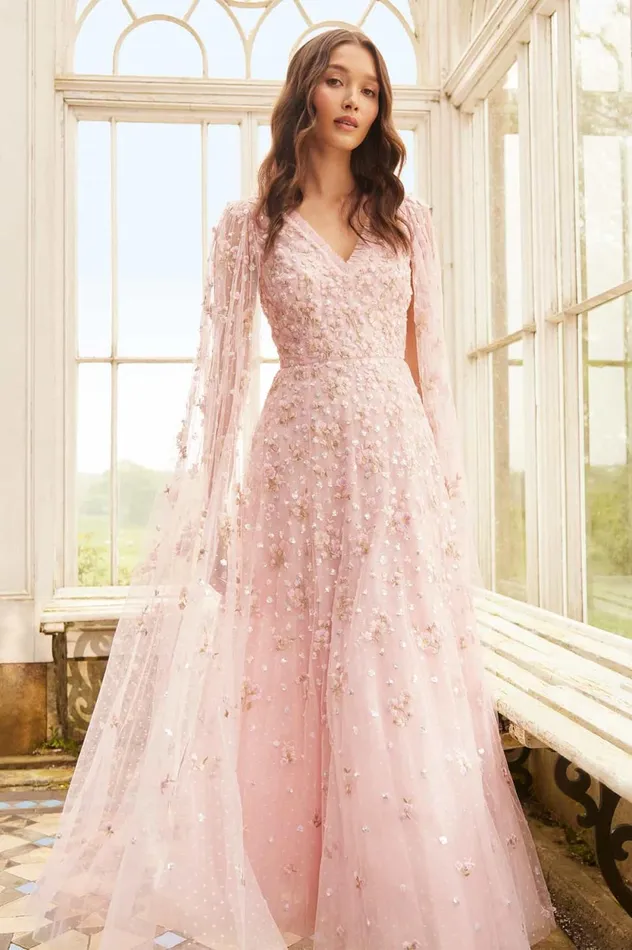 Dahlia Ditsy Ankle Gown Pink Women Needle and Thread Dresses