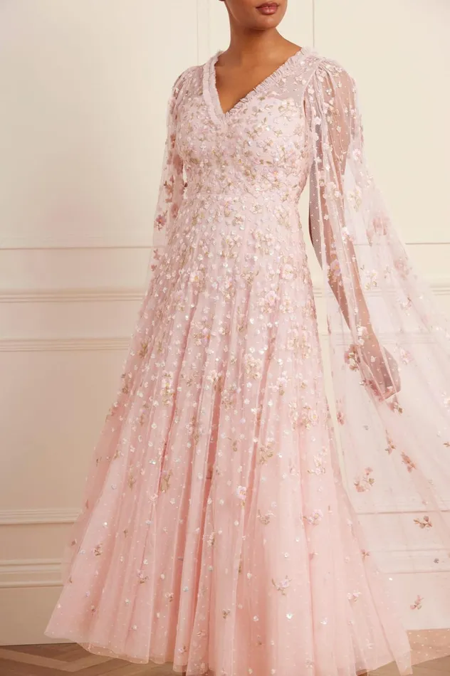 Dahlia Ditsy Ankle Gown Pink Women Needle and Thread Dresses