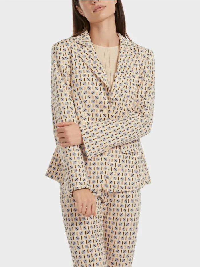 Damen Marc Cain Blazer Blazer Im Grafischen Dessin Dark Cream