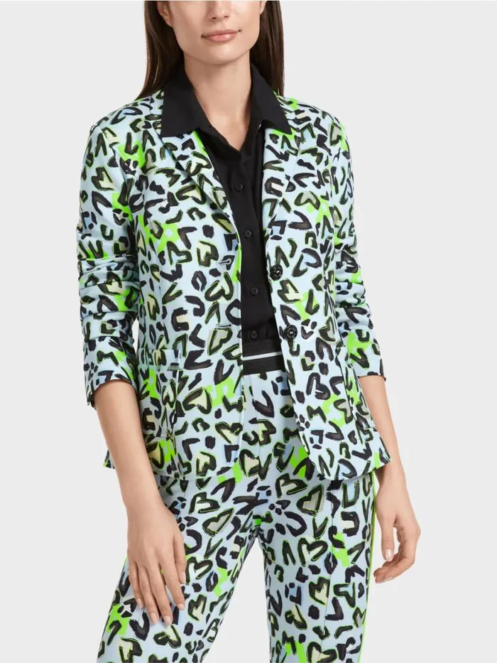 Damen Marc Cain Blazer Taillierter Blazer Mit AlloverPrint Soft Powder Blue