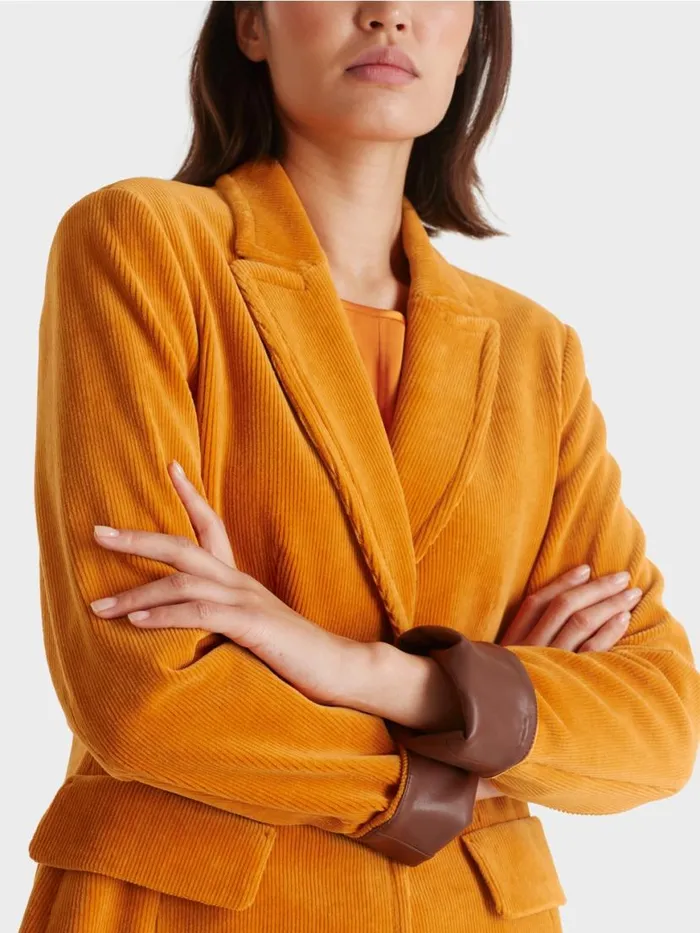 Damen Marc Cain Blazer Trendiger Kordblazer Deep Pumpkin