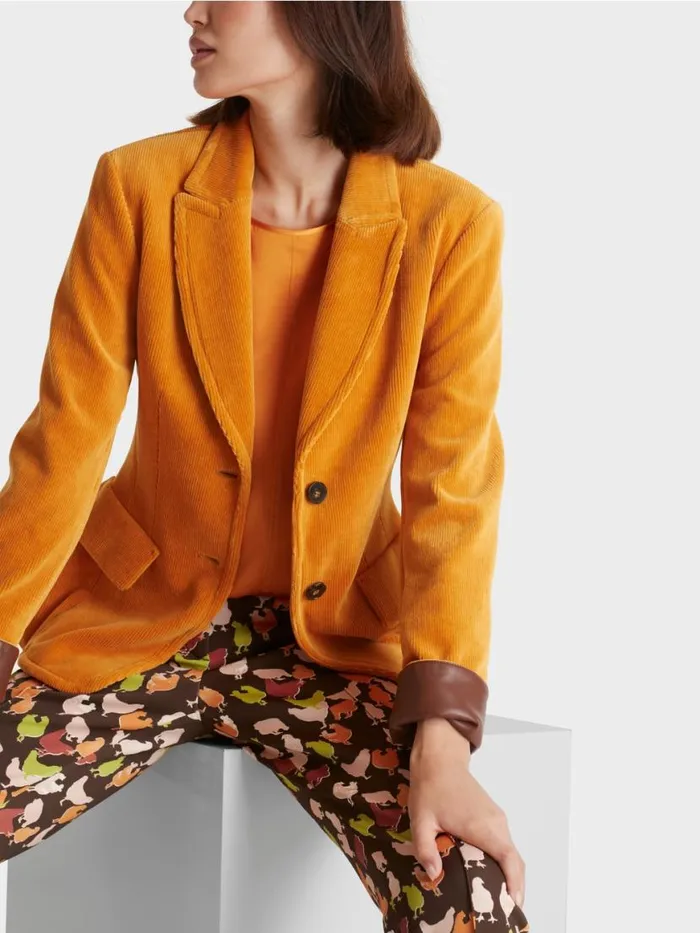 Damen Marc Cain Blazer Trendiger Kordblazer Deep Pumpkin