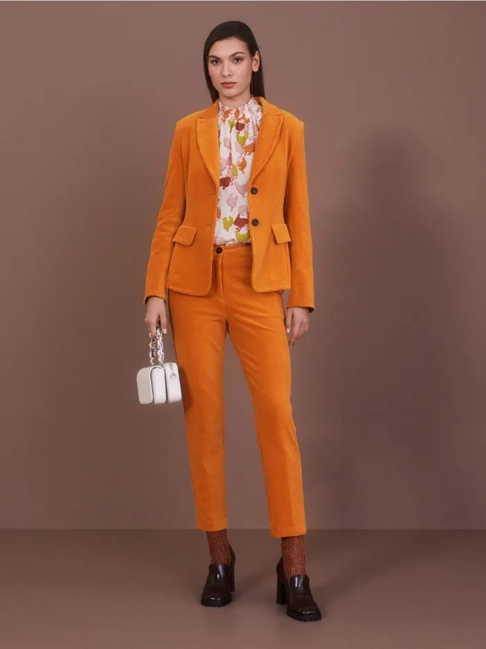 Damen Marc Cain Blazer Trendiger Kordblazer Deep Pumpkin