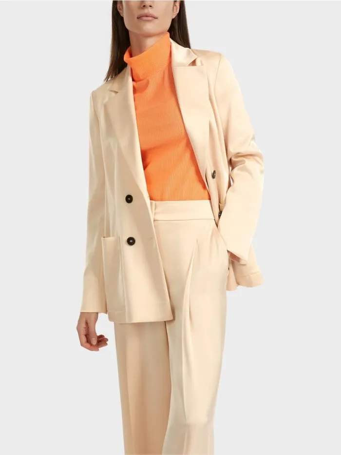 Damen Marc Cain Blazer Zweireihiger Blazer Mit Taschen Dark Cream