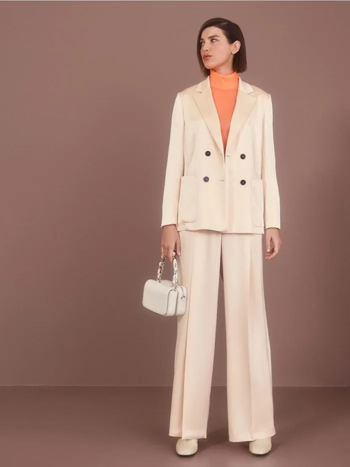 Damen Marc Cain Blazer Zweireihiger Blazer Mit Taschen Dark Cream