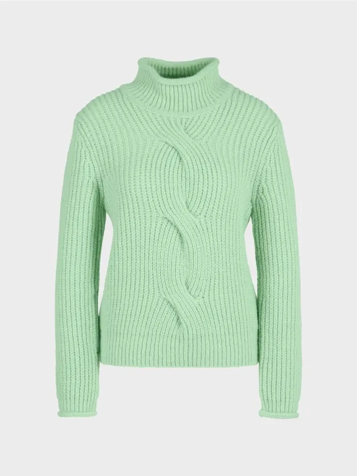 Damen Marc Cain Pullover and Sweatshirts Zopfpulli Knitted In Germany Soft Pistachio