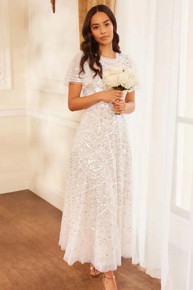 Deco Dot Gloss Ankle Gown Champagne Women Needle and Thread Dresses
