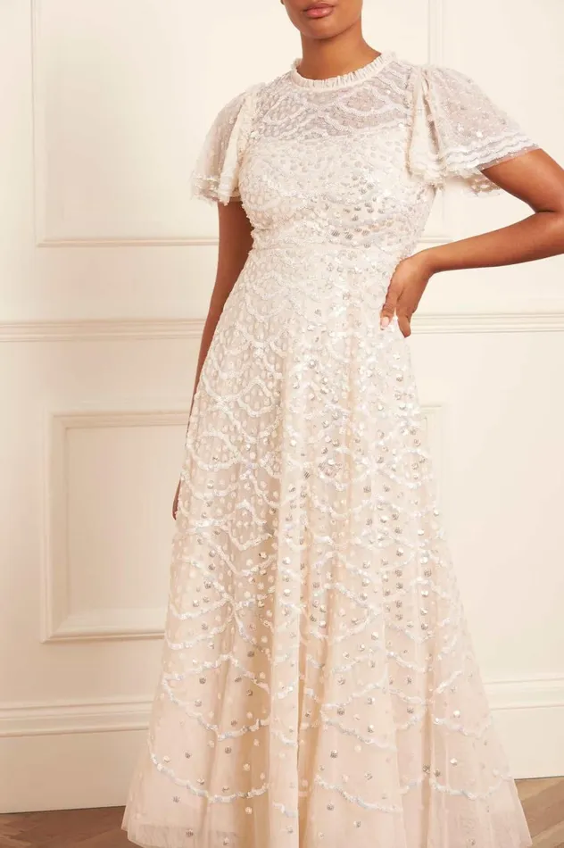 Deco Dot Gloss Ankle Gown Champagne Women Needle and Thread Dresses