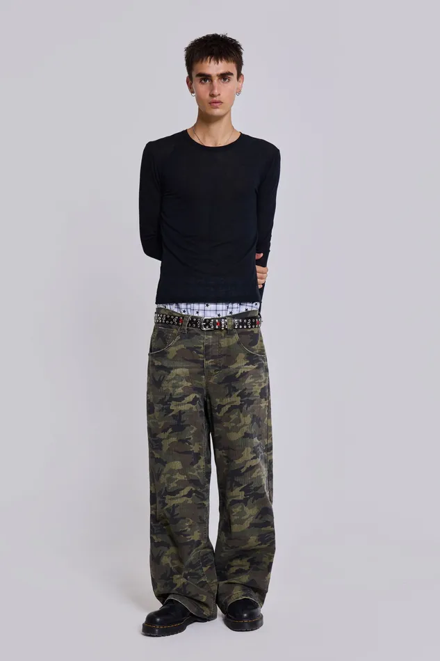 Denim Jaded London Men Shop Camo Colossus Baggy Jeans