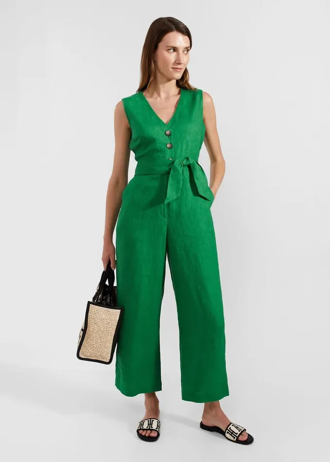 Dresses and Jumpsuits Women HOBBS Melodie Linen Jumpsuit Green