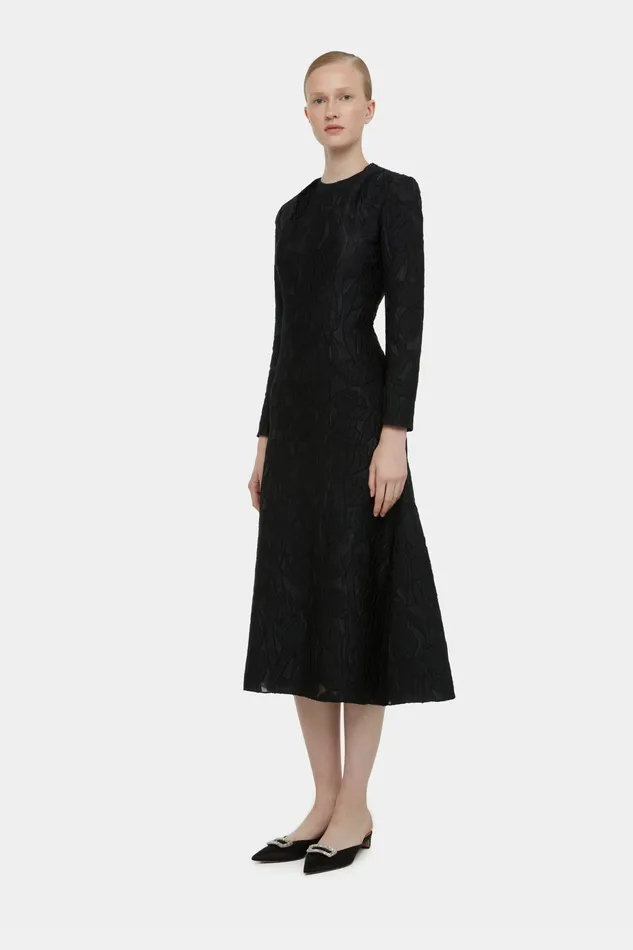 Dresses Emilia Wickstead Women Seneca Dress in Black Embellished Wool Dresses Emilia Wickstead Women Seneca Dress in Black Embellished Wool