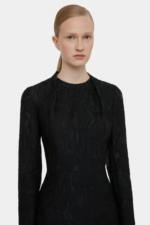 Dresses Emilia Wickstead Women Seneca Dress in Black Embellished Wool Dresses Emilia Wickstead Women Seneca Dress in Black Embellished Wool