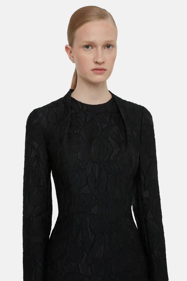 Dresses Emilia Wickstead Women Seneca Dress in Black Embellished Wool Dresses Emilia Wickstead Women Seneca Dress in Black Embellished Wool