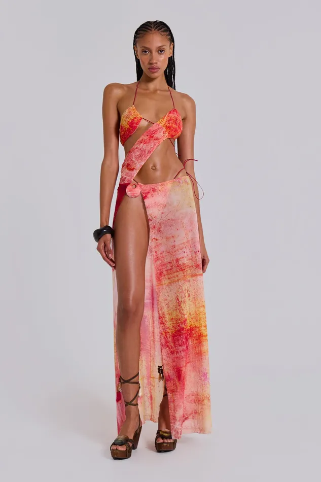 Dresses Jaded London Women Cantha Asymmetric Cut Out Maxi Dress in Sunset