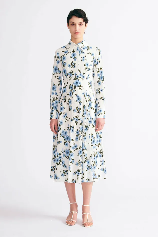 Dresses Jancine Dress In Blue Floral Print Bibione Cotton 8211 Emilia Wickstead Women