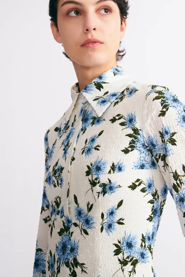 Dresses Jancine Dress In Blue Floral Print Bibione Cotton 8211 Emilia Wickstead Women