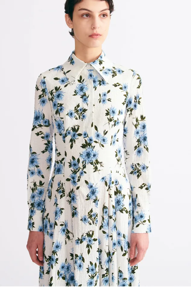 Dresses Jancine Dress In Blue Floral Print Bibione Cotton 8211 Emilia Wickstead Women