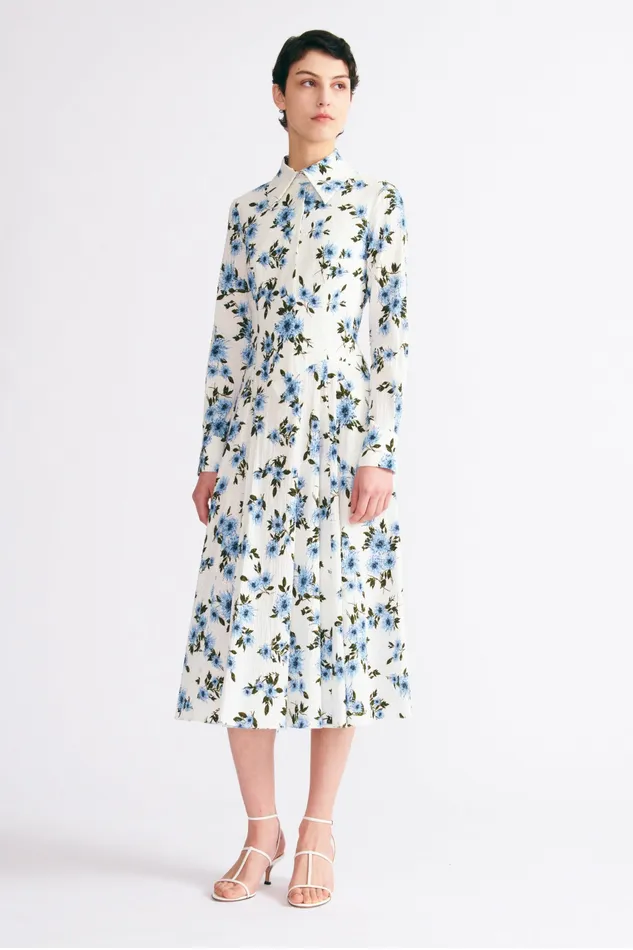 Dresses Jancine Dress In Blue Floral Print Bibione Cotton 8211 Emilia Wickstead Women