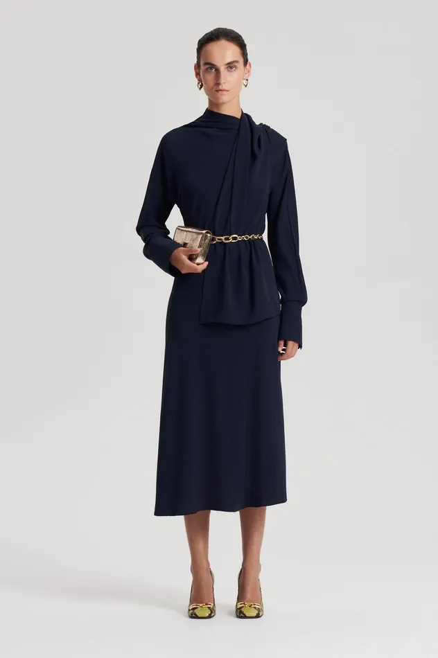 Dresses Scanlan Theodore Women CRAVAT DRESS NAVY